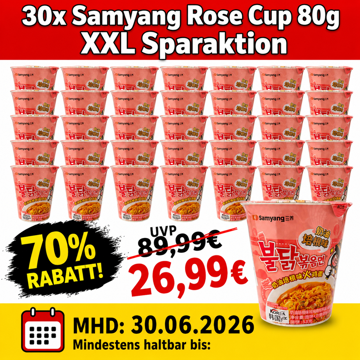 30x Samyang Rose Cup 80g MHD 30.06.2026