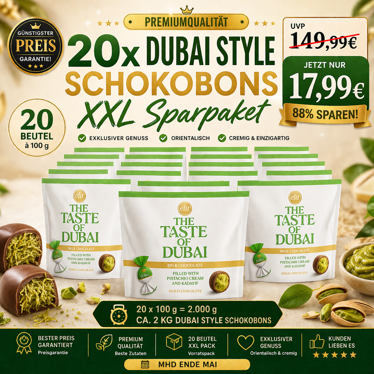 24 x Elit Dubai Style Schokobons XXL 96g MHD Ende Mai