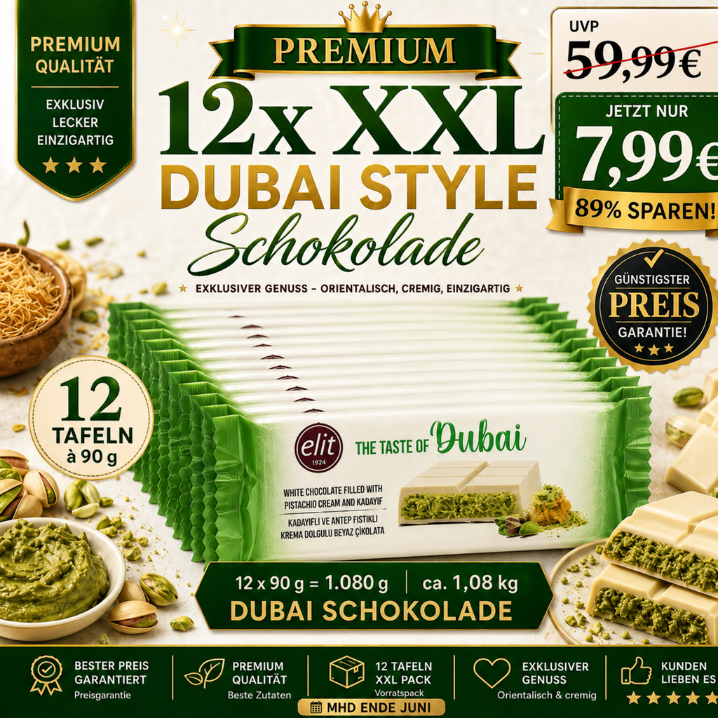 12x Elit Dubai Style Schokolade Weiß 90g MHD 30.062026