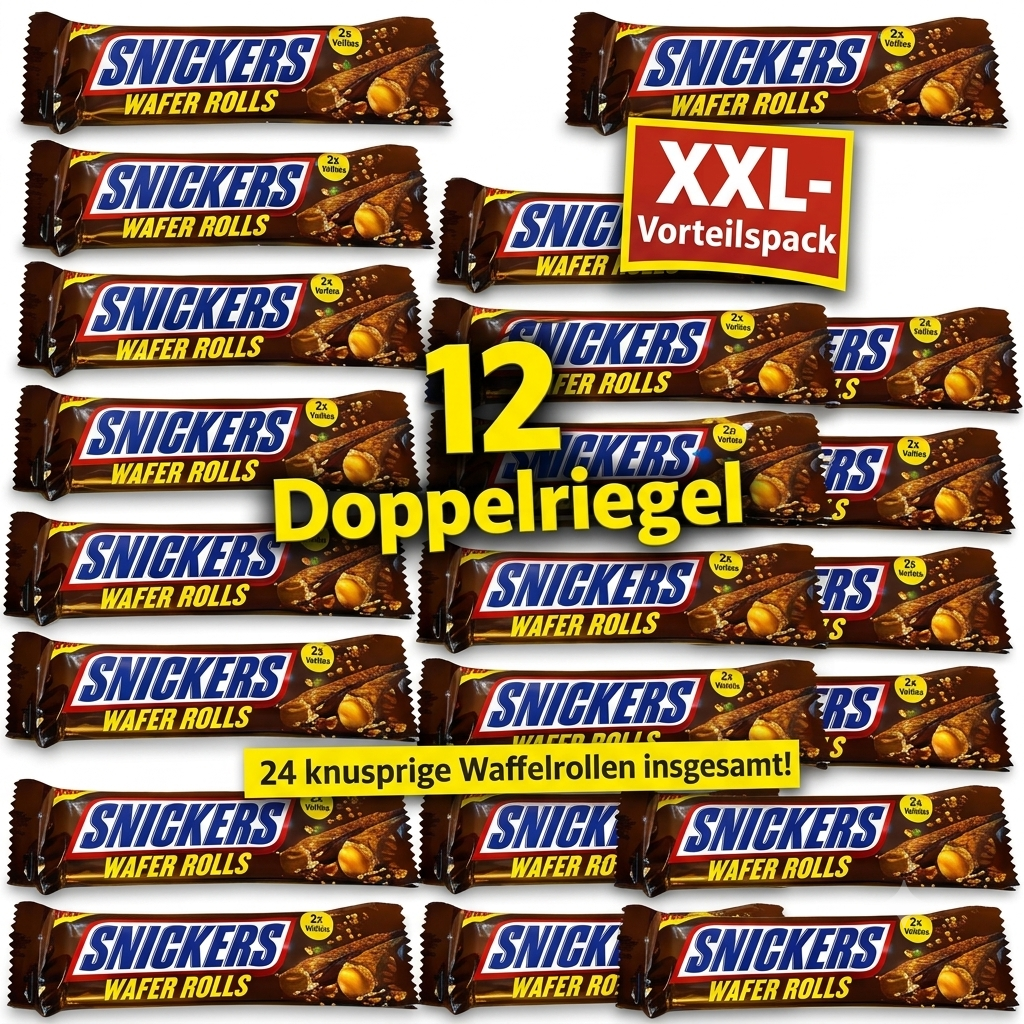 12x Wafer Rolls 23g Snickers oder Bounty