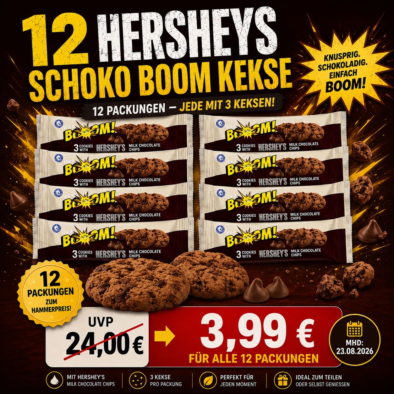 12x Hersheys Schoko Kekse MHD 23.08.2026