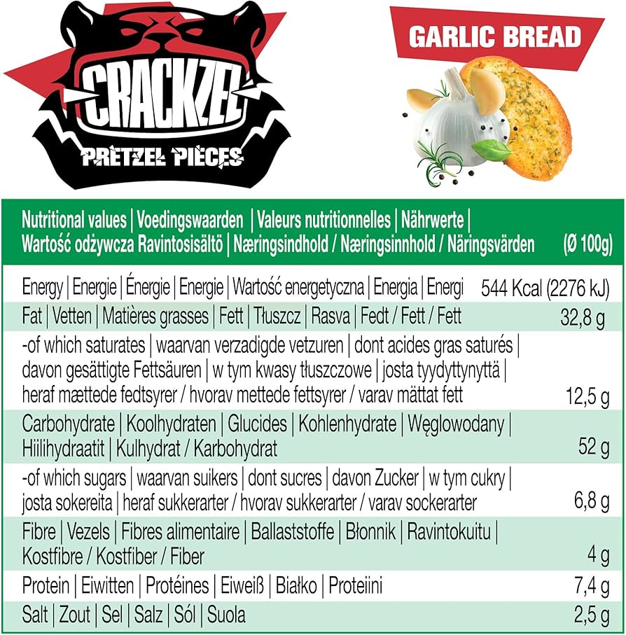 24x Crackzel Garlic Bread Pretzel Pieces 85g MHD 30.04.2026