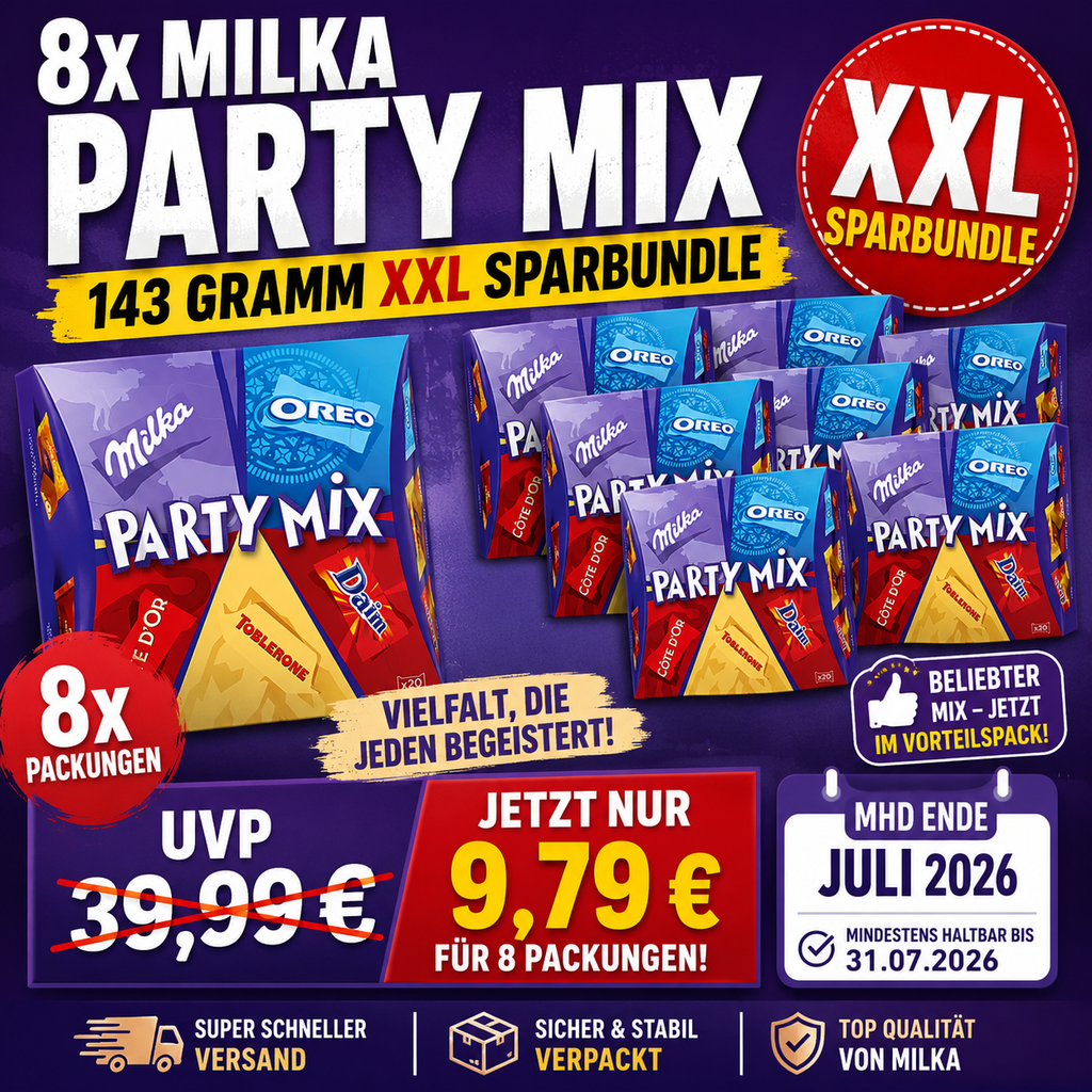 8x 143g Milka Party Mix Bundle MHD 31.07.2026