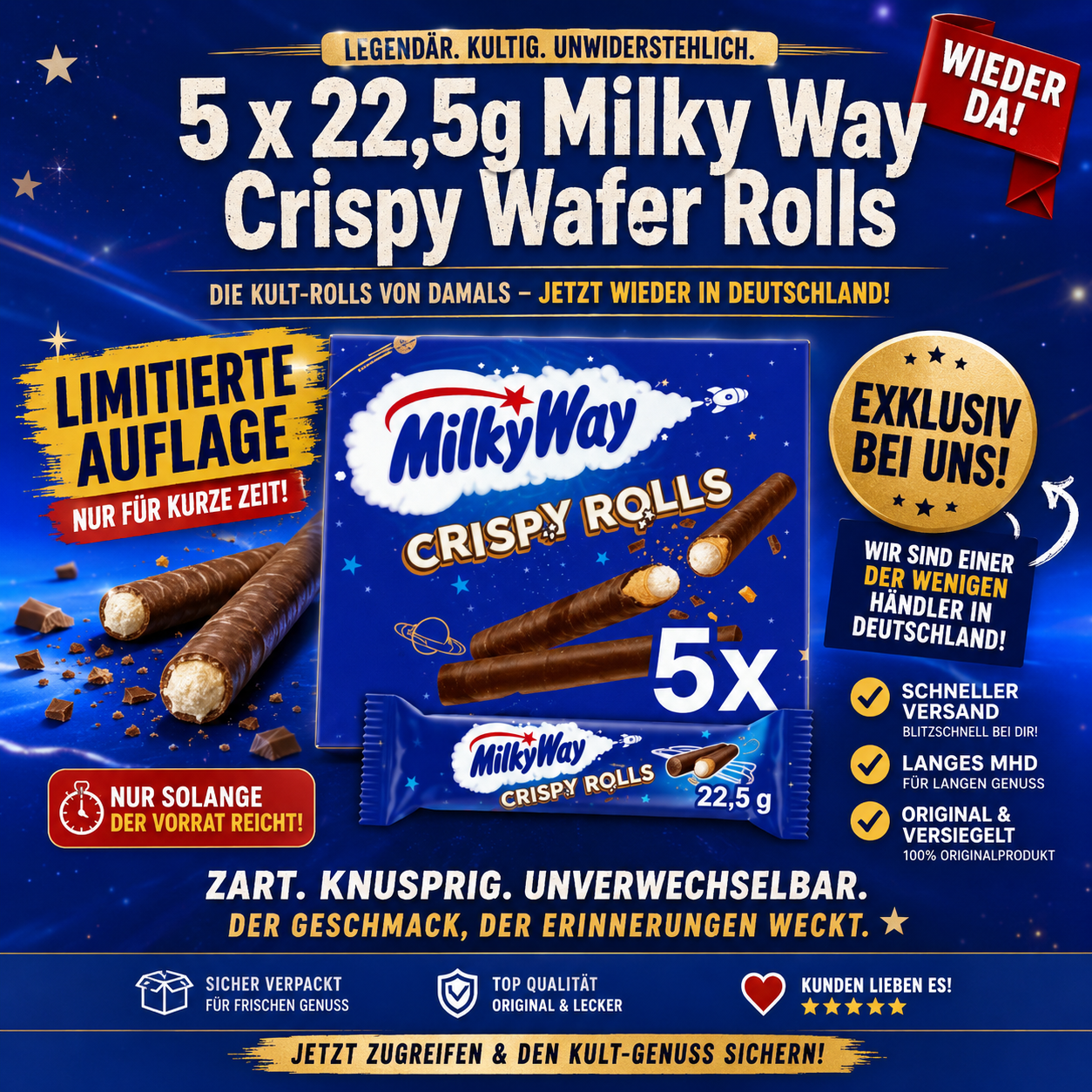 5x 22,5g Milkyway Crispy Rolls