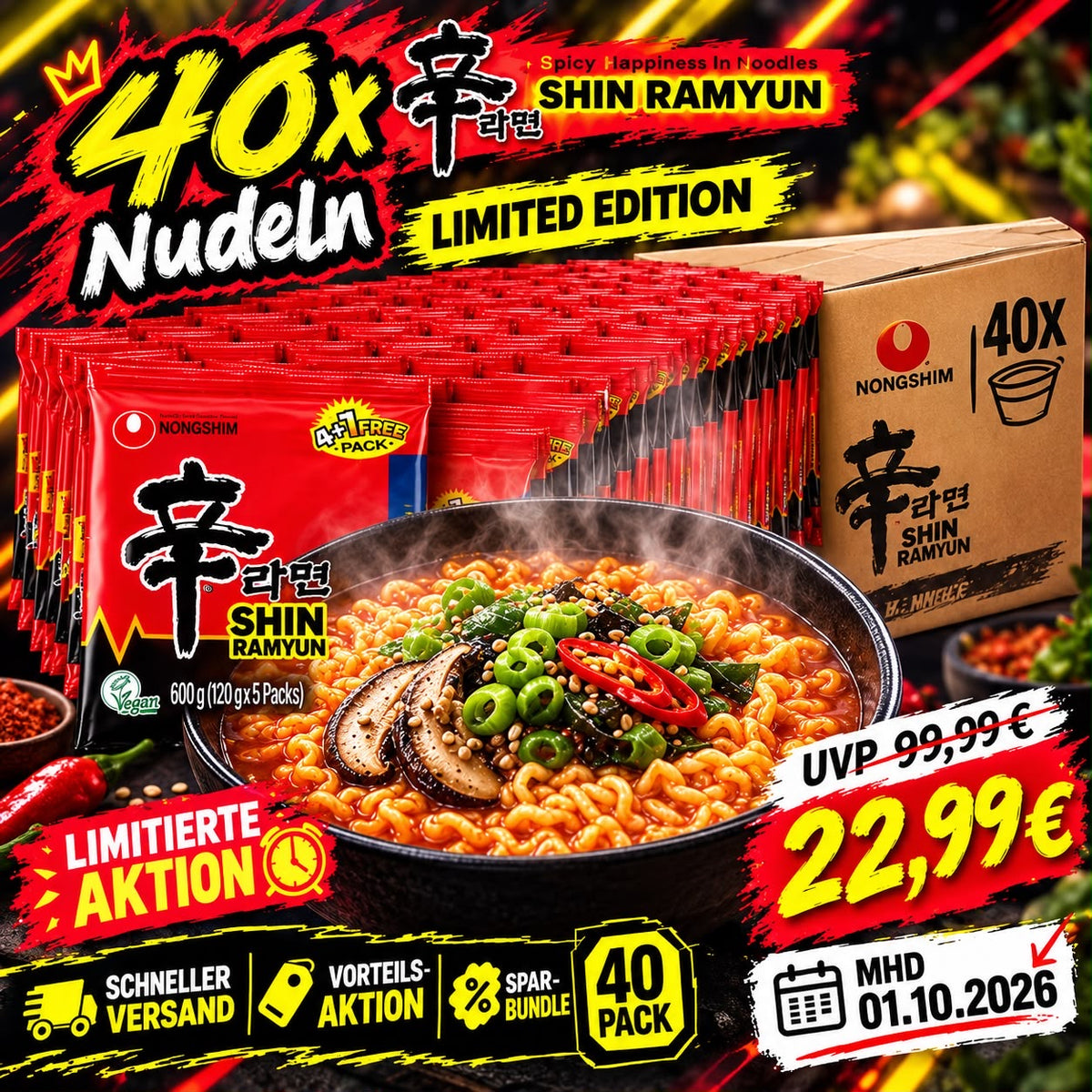 40X Nongshim Nudeln 120g MHD Ware