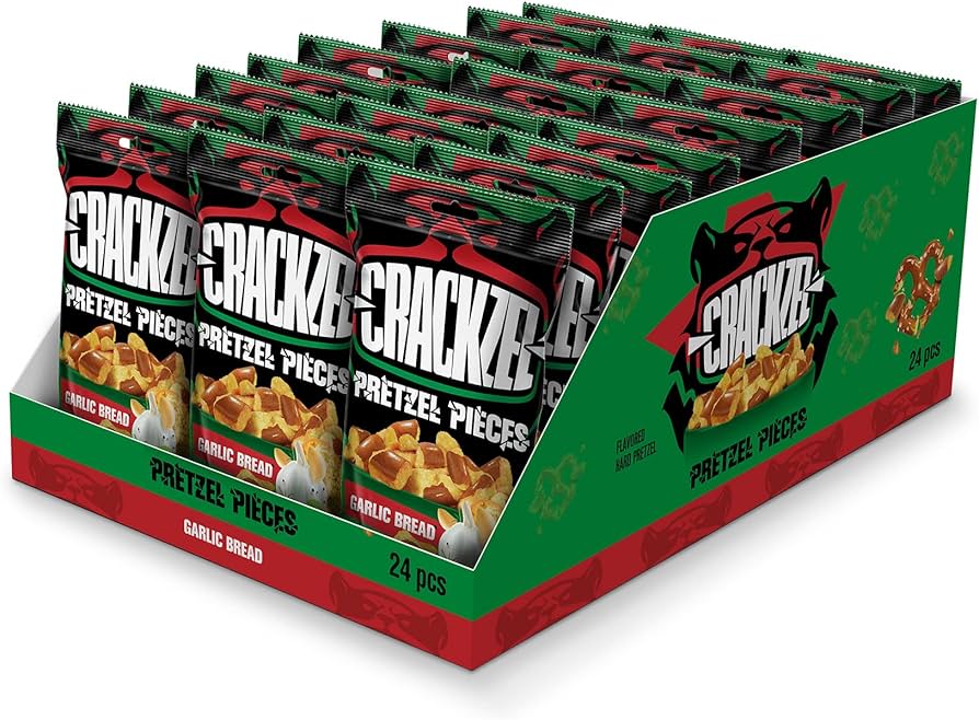 24x Crackzel Garlic Bread Pretzel Pieces 85g MHD 30.04.2026