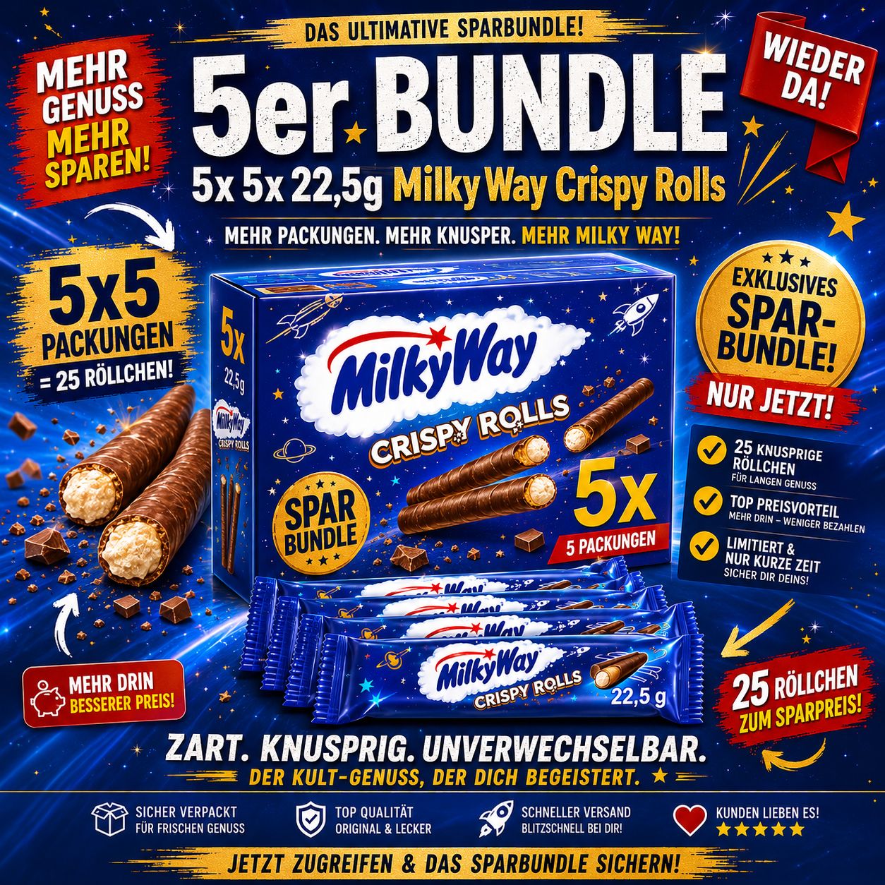 5x Milkway Crispyrolls (22,gx5) Sparbundle