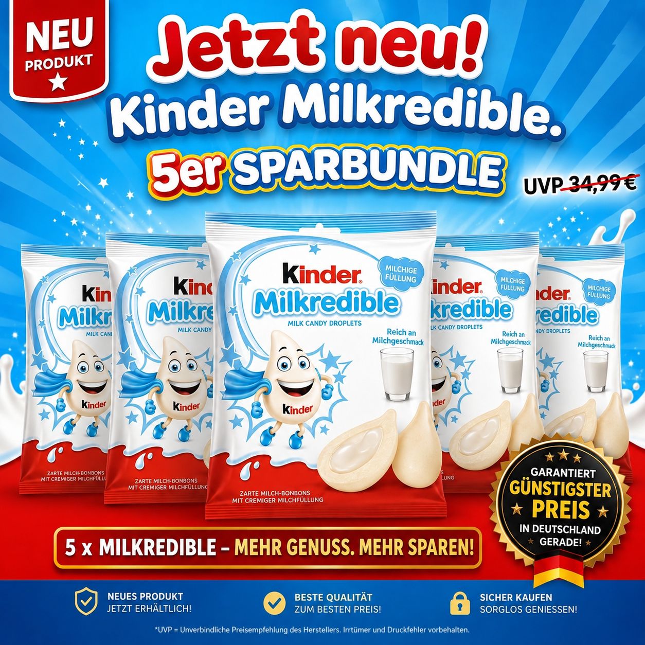5x kinder Milkredible Sparbundle 47g
