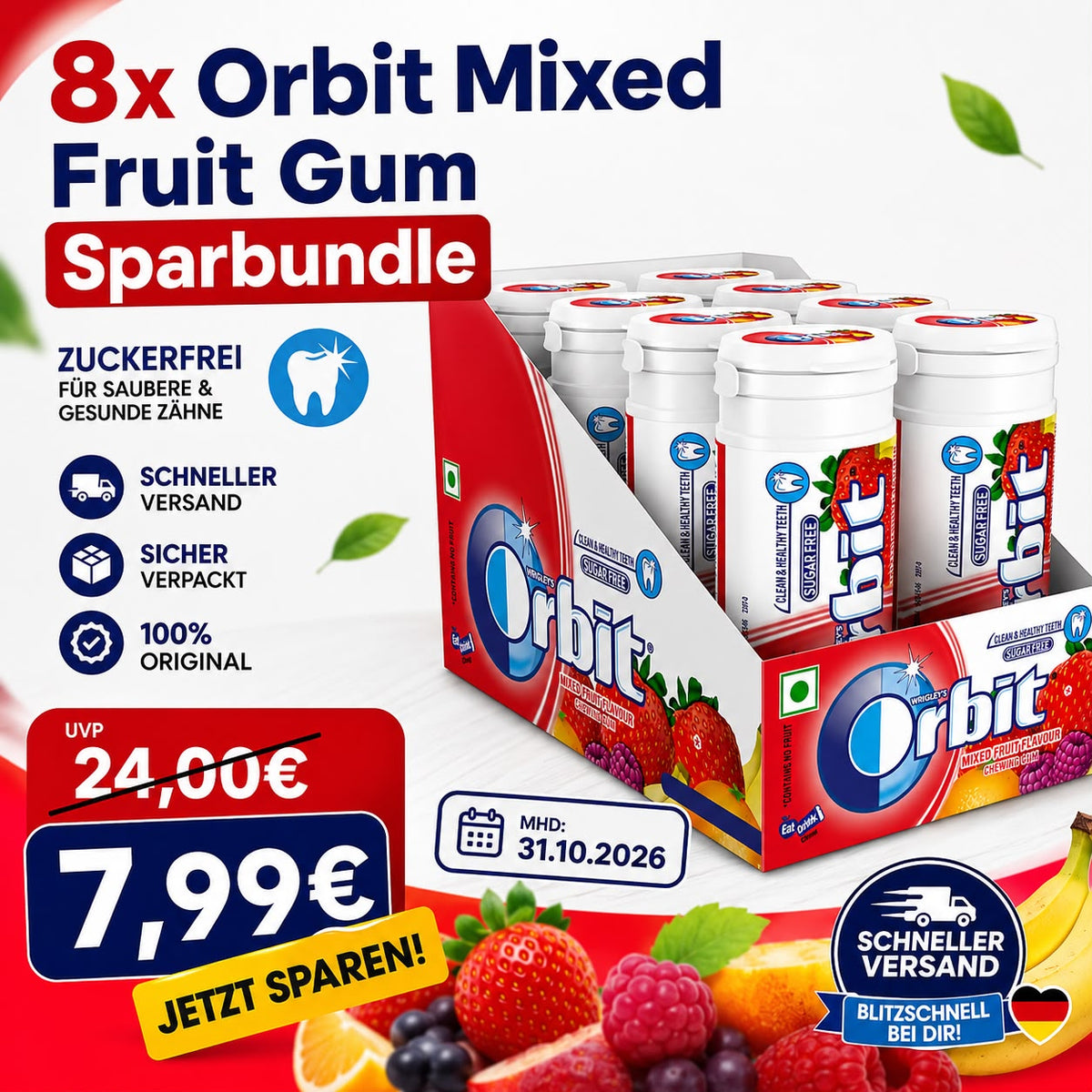 8x Orbit Kaugummi Sparbundle