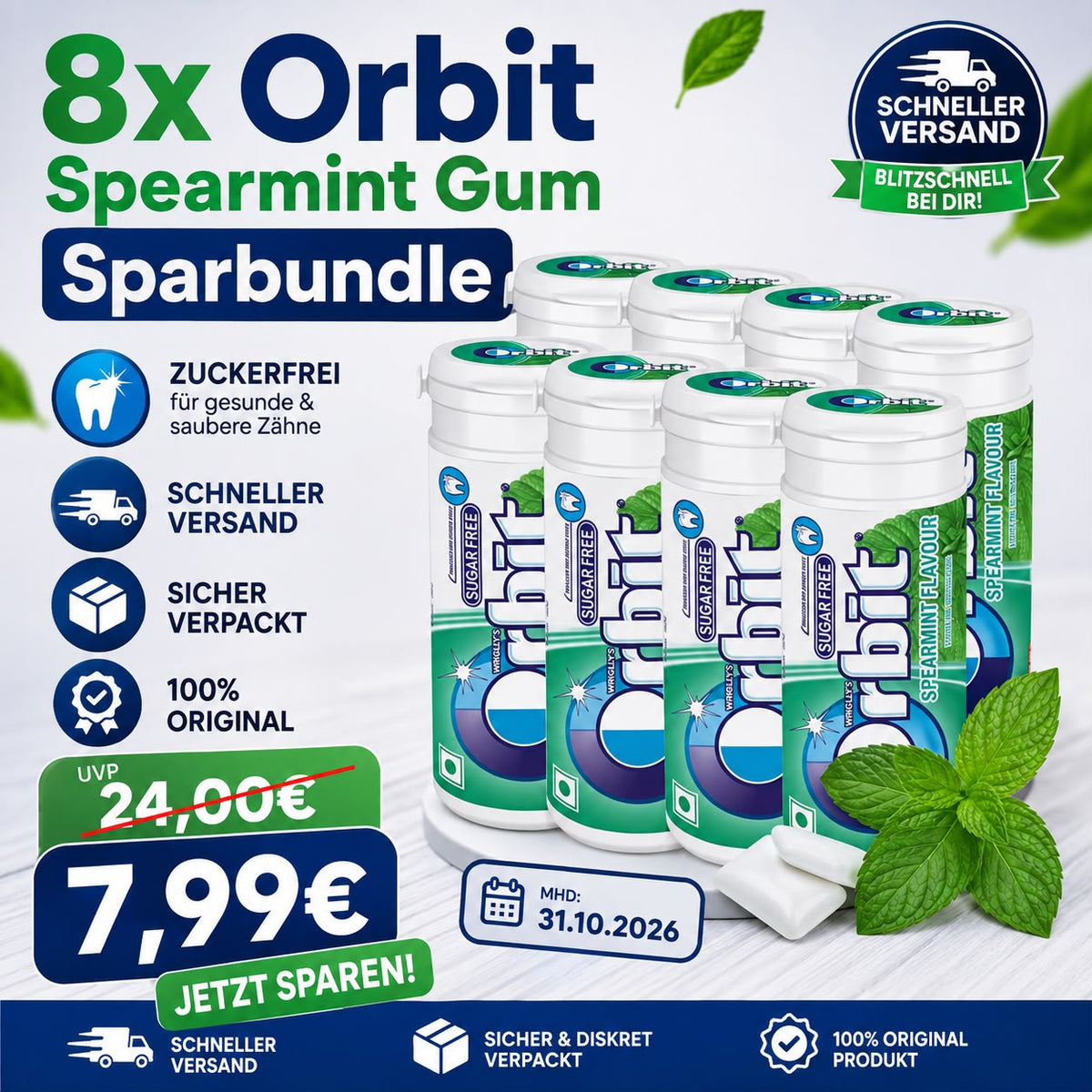 8x Orbit Kaugummi Sparbundle