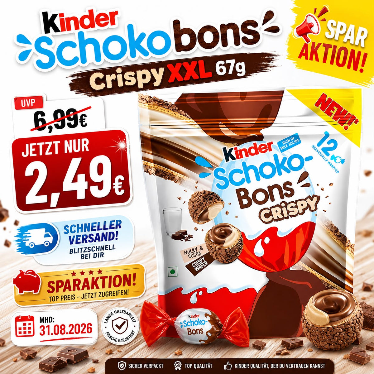 Schokons Crispy XXL 67g Sparbundle MHD 31.08.2026