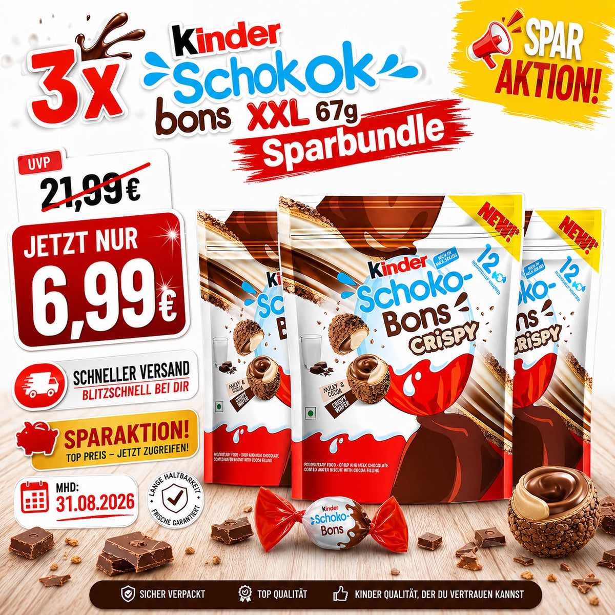 Schokons Crispy XXL 67g Sparbundle MHD 31.08.2026
