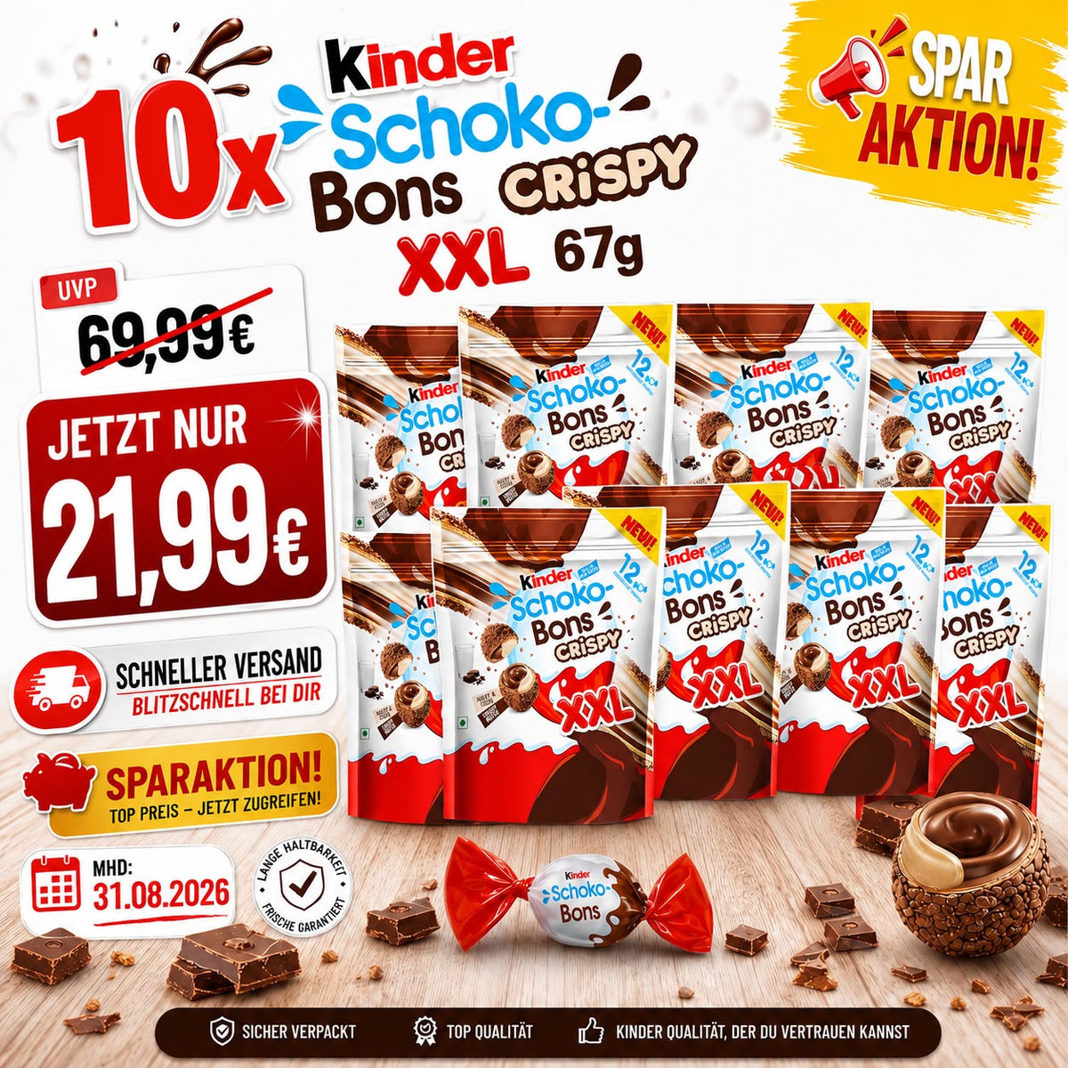 Schokons Crispy XXL 67g Sparbundle MHD 31.08.2026